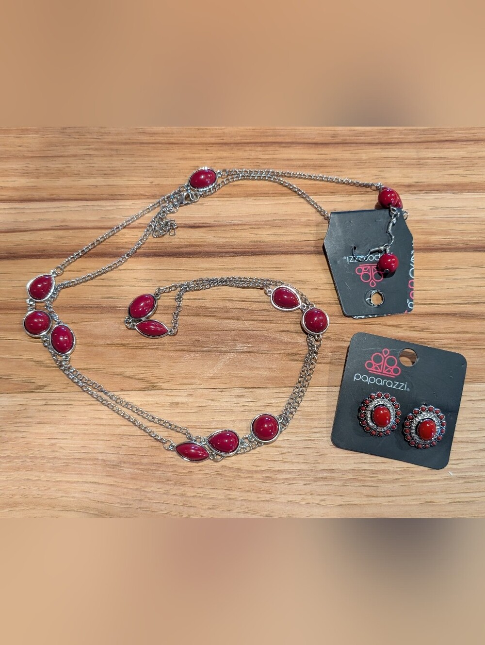 Paparazzi Red Cabochon Necklace Set